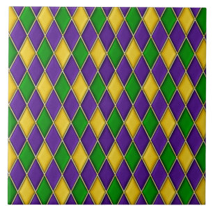 Mardi Gras Harlequin Diamond Mönster Tiles Kakelplatta