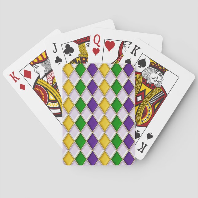 Mardi Gras Harlequin Diamond Mönster White Spelkort (Baksidan)