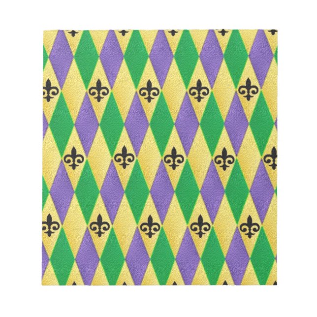 Mardi Gras Harlequin Fleur De Lis Anteckningsblock (Framsida)