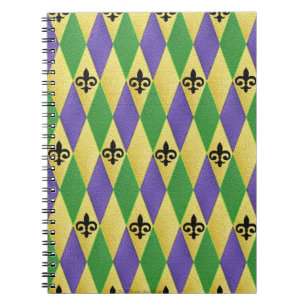 Mardi Gras Harlequin Fleur De Lis Anteckningsbok