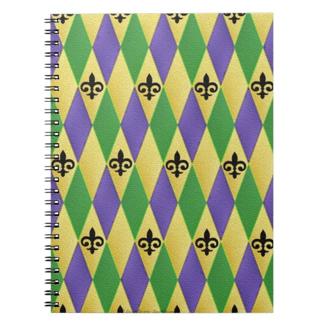 Mardi Gras Harlequin Fleur De Lis Anteckningsbok (Framsidan)