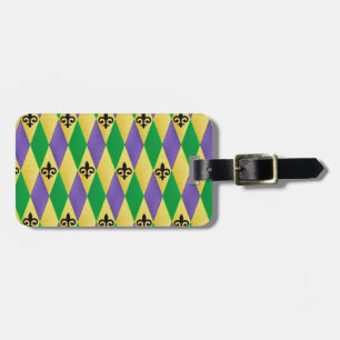 Mardi Gras Harlequin Fleur De Lis Bagagebricka