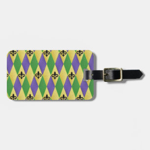Mardi Gras Harlequin Fleur De Lis Bagagebricka