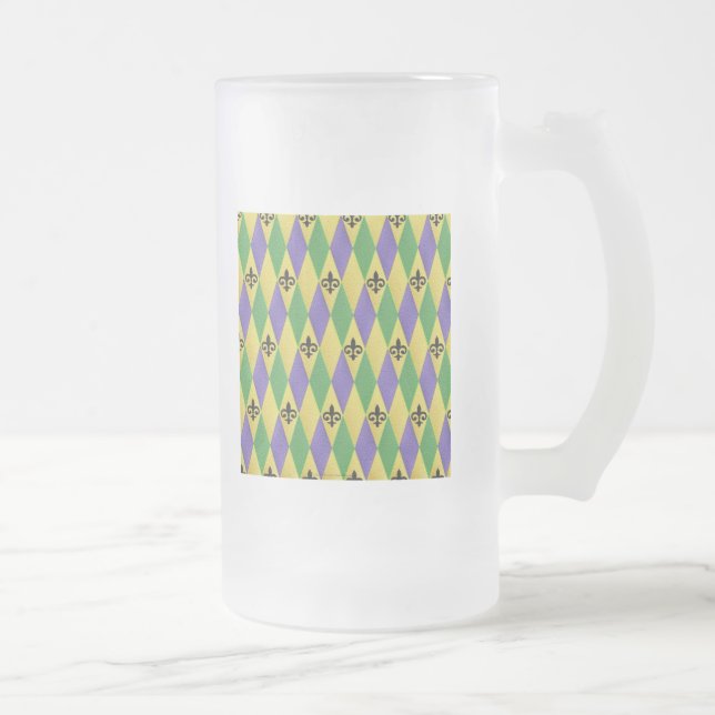 Mardi Gras Harlequin Fleur De Lis Frostat Ölglas (Höger)