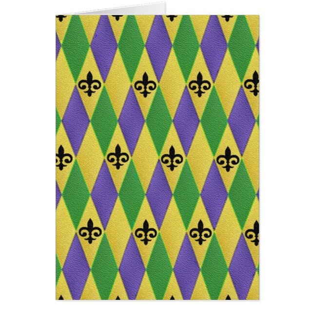 Mardi Gras Harlequin Fleur De Lis Hälsningskort (Framsidan)