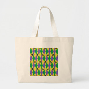 Mardi Gras Harlequin Fleur De Lis Jumbo Tygkasse
