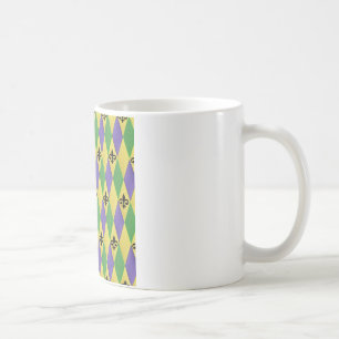 Mardi Gras Harlequin Fleur De Lis Kaffemugg
