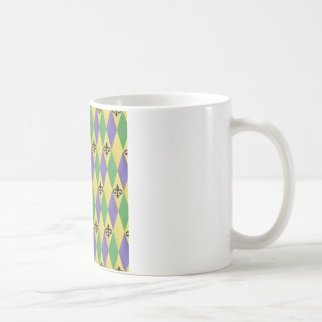 Mardi Gras Harlequin Fleur De Lis Kaffemugg (Höger)