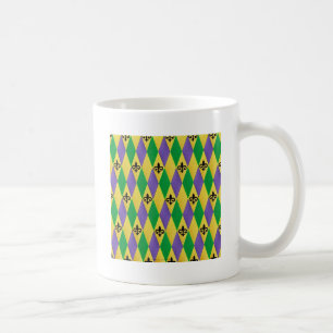 Mardi Gras Harlequin Fleur De Lis Kaffemugg