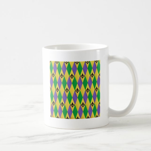 Mardi Gras Harlequin Fleur De Lis Kaffemugg (Höger)