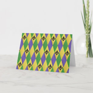 Mardi Gras Harlequin Fleur De Lis Kort