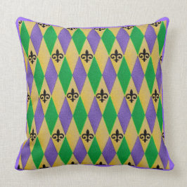 Mardi Gras Harlequin Fleur De Lis Kudde