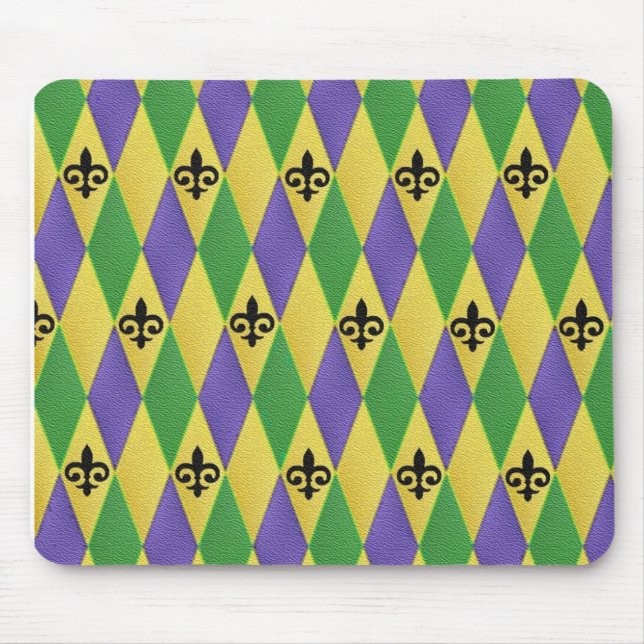 Mardi Gras Harlequin Fleur De Lis Musmatta (Framsidan)