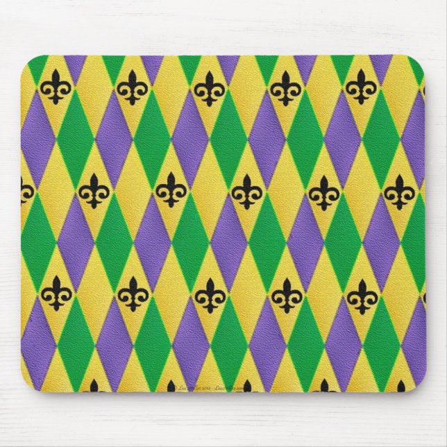 Mardi Gras Harlequin Fleur De Lis Musmatta (Framsidan)