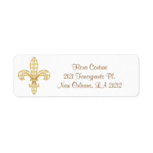 Mardi Gras Harlequin Fleur De Lis Returadress Etikett