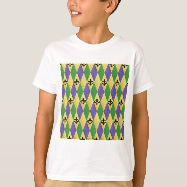 Mardi Gras Harlequin Fleur De Lis Tee (Framsida)