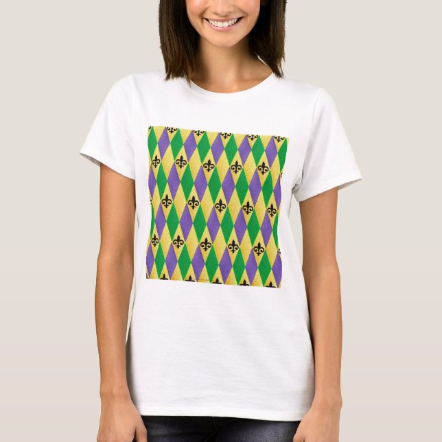 Mardi Gras Harlequin Fleur De Lis Tee (Framsida)