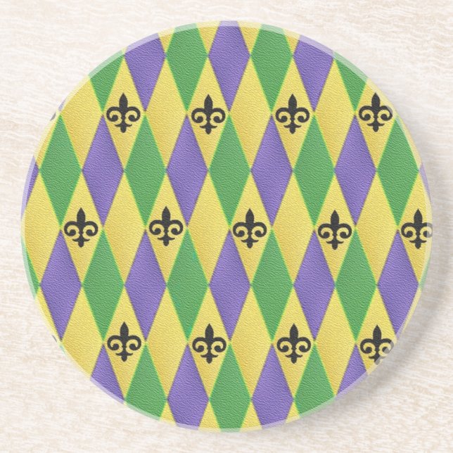 Mardi Gras Harlequin Fleur De Lis Underlägg (Framsidan)