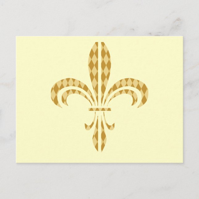 Mardi Gras Harlequin Fleur De Lis Vykort (Framsida)