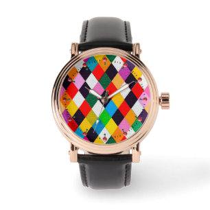 MARDI GRAS HARLEQUIN MÖNSTER Colorful Rhombi Armbandsur
