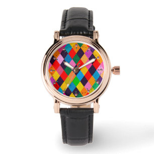 MARDI GRAS HARLEQUIN MÖNSTER Colorful Rhombi Armbandsur