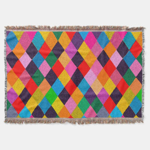 MARDI GRAS HARLEQUIN MÖNSTER Colorful Rhombi Filt