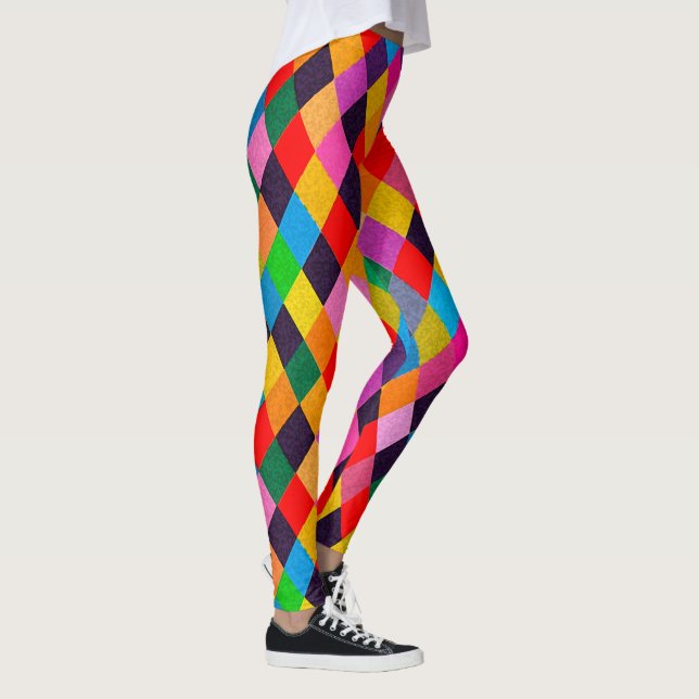 MARDI GRAS HARLEQUIN MÖNSTER Colorful Rhombi Leggings (Höger)