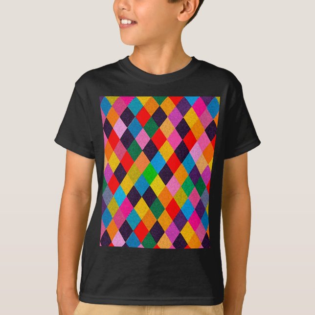 MARDI GRAS HARLEQUIN MÖNSTER Colorful Rhombi T Shirt (Framsida)