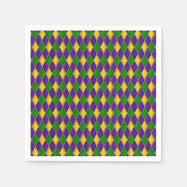 Mardi Gras Harlequin Mönster Enposable Napkins Pappersservett (Framsidan)