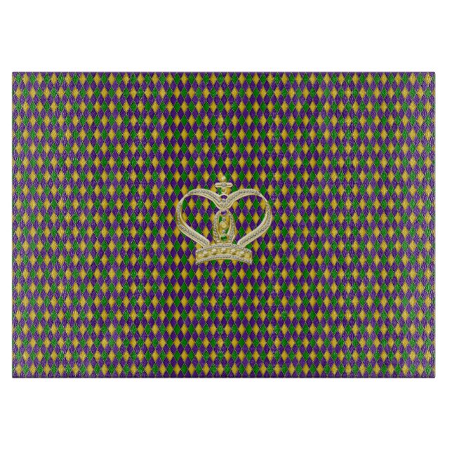 Mardi Gras Harlequin Mönster med Golden Krona (Framsidan)