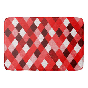 MARDI GRAS HARLEQUIN MÖNSTER Red Rosa White Rhombi Badrumsmatta