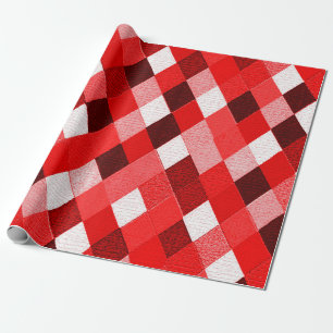 MARDI GRAS HARLEQUIN MÖNSTER Red Rosa White Rhombi Presentpapper
