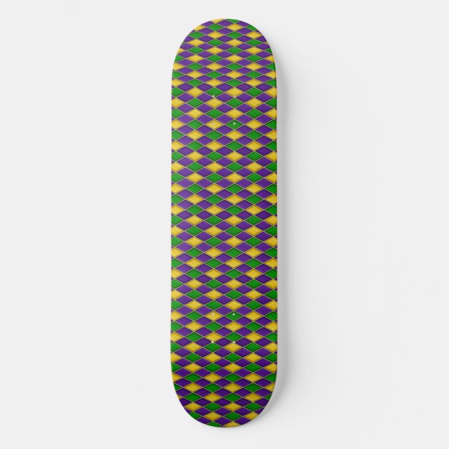 Mardi Gras Harlequin Mönster Skate Deck - mörk (Framsida)