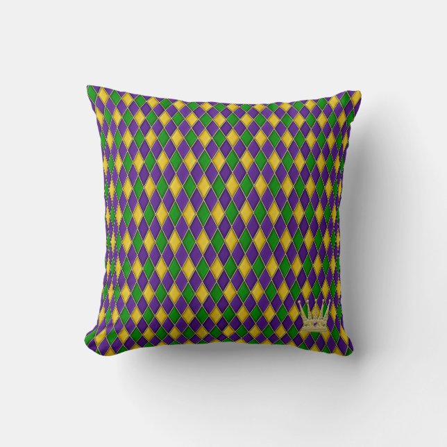 Mardi Gras Harlequin Mönster w/krona Pillows Kudde (Framsida)