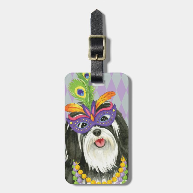 Mardi Gras Havanese Bagagebricka (Vertikal Framsida)