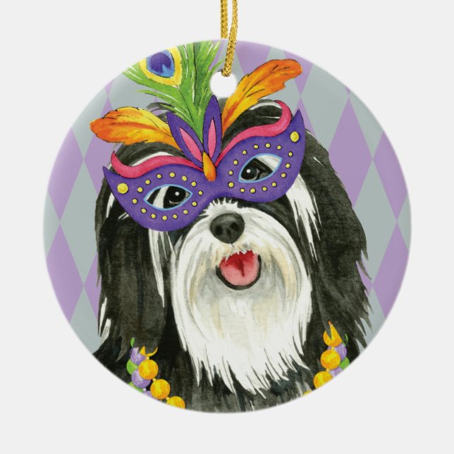 Mardi Gras Havanese Julgransprydnad Keramik (Framsidan)