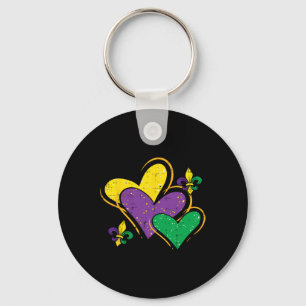 Mardi Gras Hearts Cute Outfit Women Girls Kids Tod Nyckelring