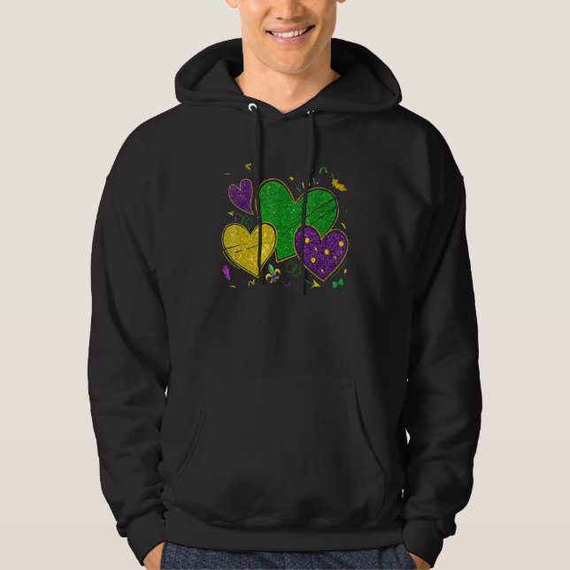 Mardi Gras Hearts Love Mardi Gras Women Men Costum Hoodie (Framsida)