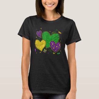 Mardi Gras Hearts Love Mardi Gras Women Men Costum T Shirt