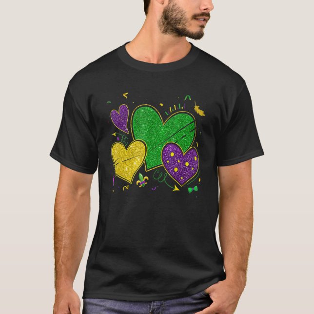 Mardi Gras Hearts Love Mardi Gras Women Men Costum T Shirt (Framsida)
