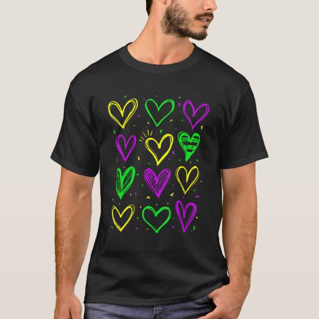 Mardi Gras Hearts Mardi Gras Kärlek Mardi Gras Cos T Shirt (Framsida)