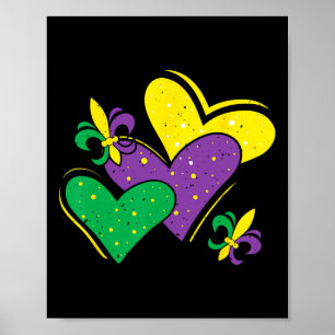 Mardi Gras Hearts Outfit Women Girls Kids Småbarn Poster