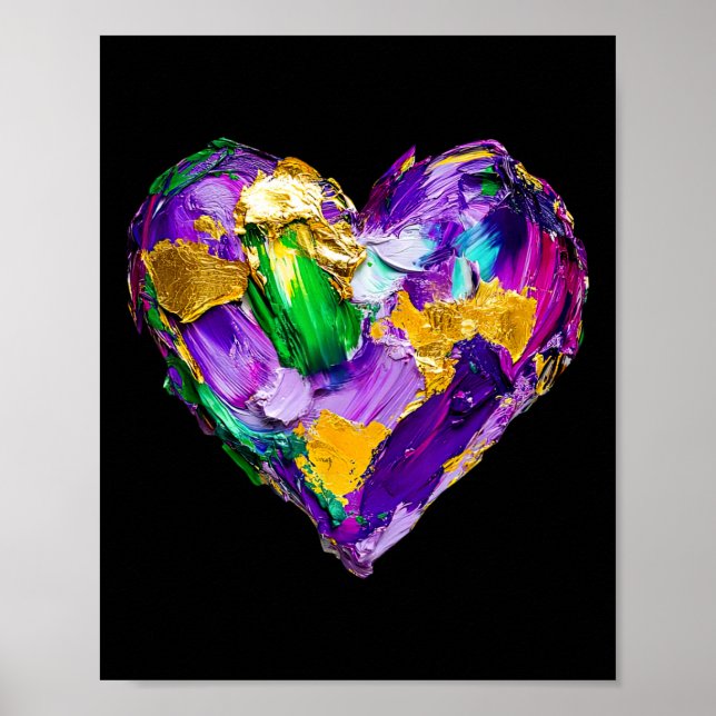 Mardi Gras Hjärtpenseldrag Karnevalståg Ny O Poster (Framsidan)
