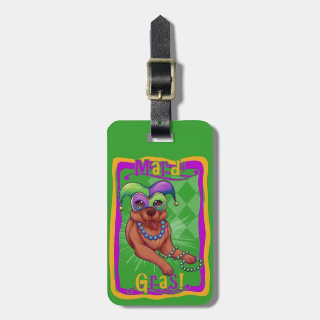 Mardi Gras Hund Bagagebricka (Vertikal Framsida)