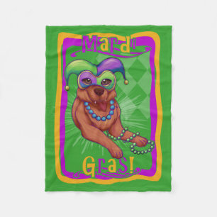 Mardi Gras hund Fleecefilt