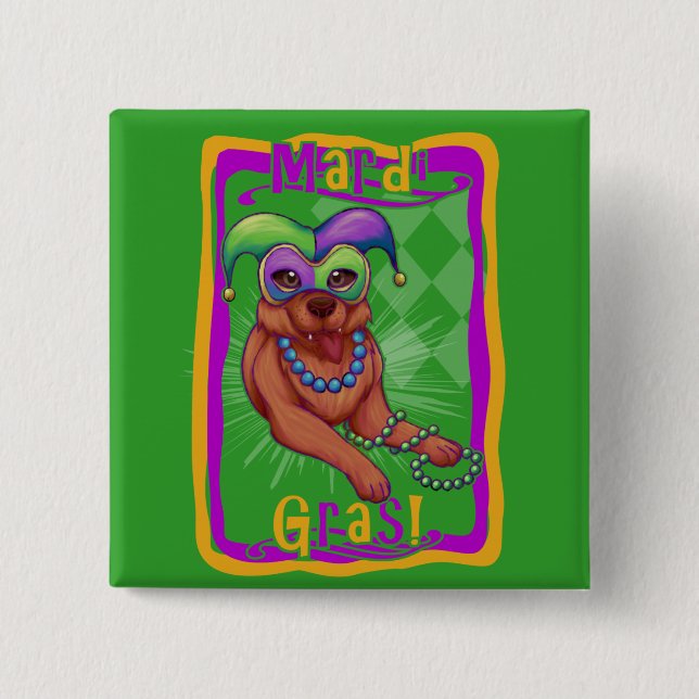 Mardi Gras Hund Knapp (Framsida)