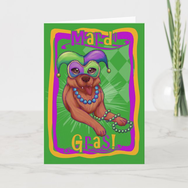 Mardi Gras Hund Kort (Framsida)