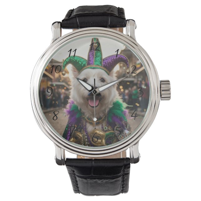 Mardi Gras Hund Kostym för Narraktig Armbandsur (Framsida)