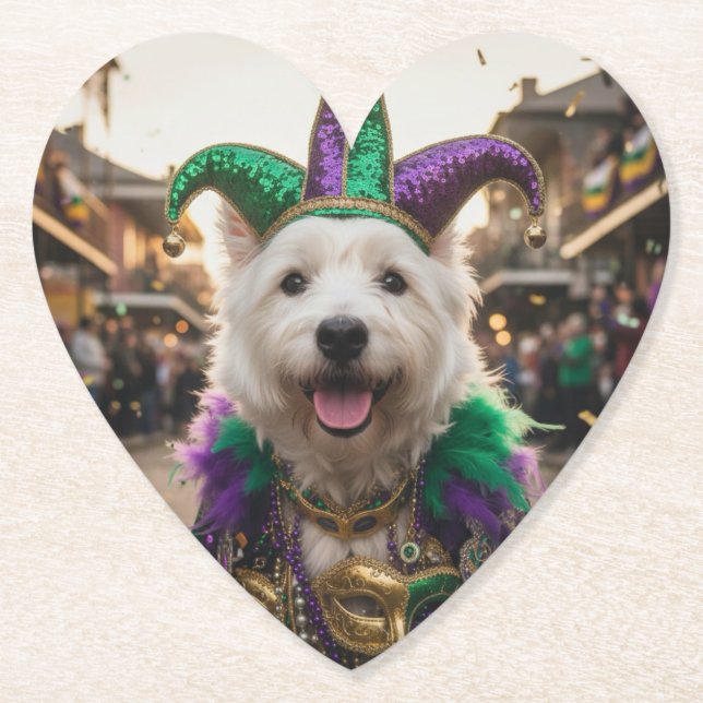 Mardi Gras Hund Kostym för Narraktig Underlägg Papper (Framsida)