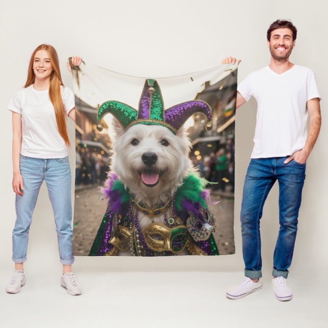 Mardi Gras Hund Kostym för Narren Fleecefilt (På plats)